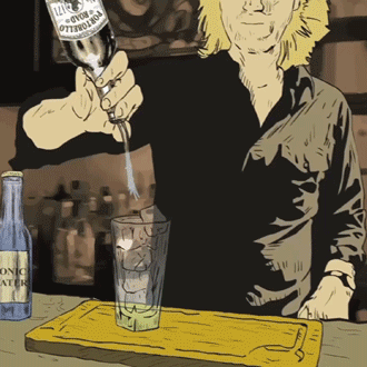 animation of pouring portobello road gin into a glass gif