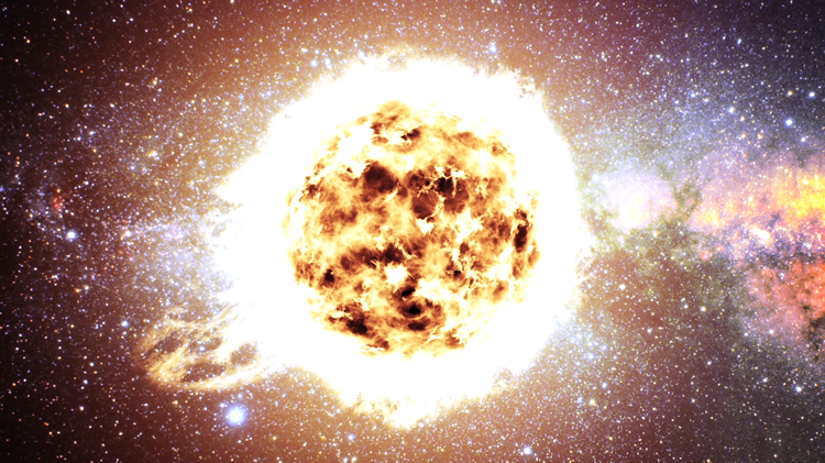 picture of a star or sun being born explosivley in space